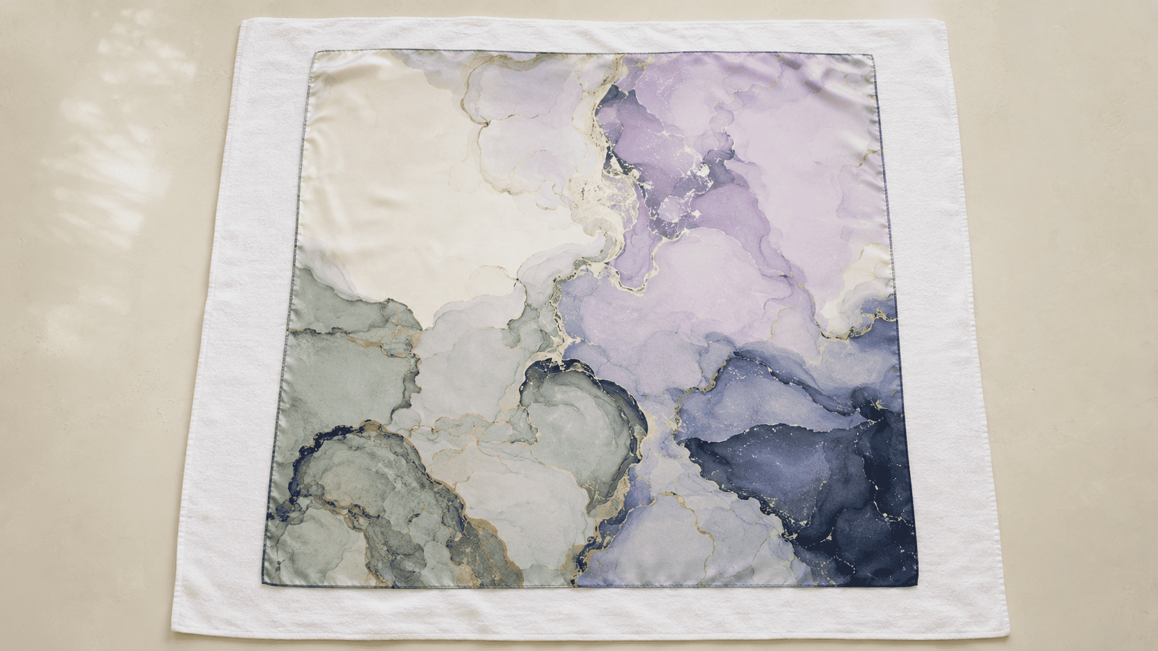 Silk scarves stored flat and untied with acid-free tissue in a drawer